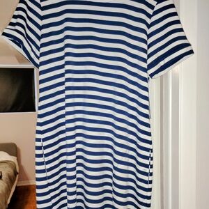 Navy and White Striped Dress